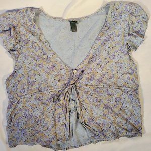 Tie Front Floral Crop Top
